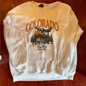 Colorado Embroidered Graphic White  Sweater